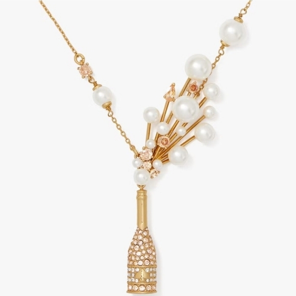 kate spade Jewelry - 🔹️Kate Spade 🔹️Cheers To That Pendant Crystal  Gold Pearl Statement Necklace